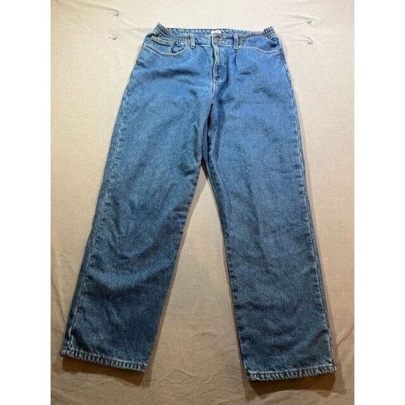 L.L. Bean Denim - L.L.Bean Insulated Pants‎ Womens 16 Blue Denim Belted Pocketed 34x29